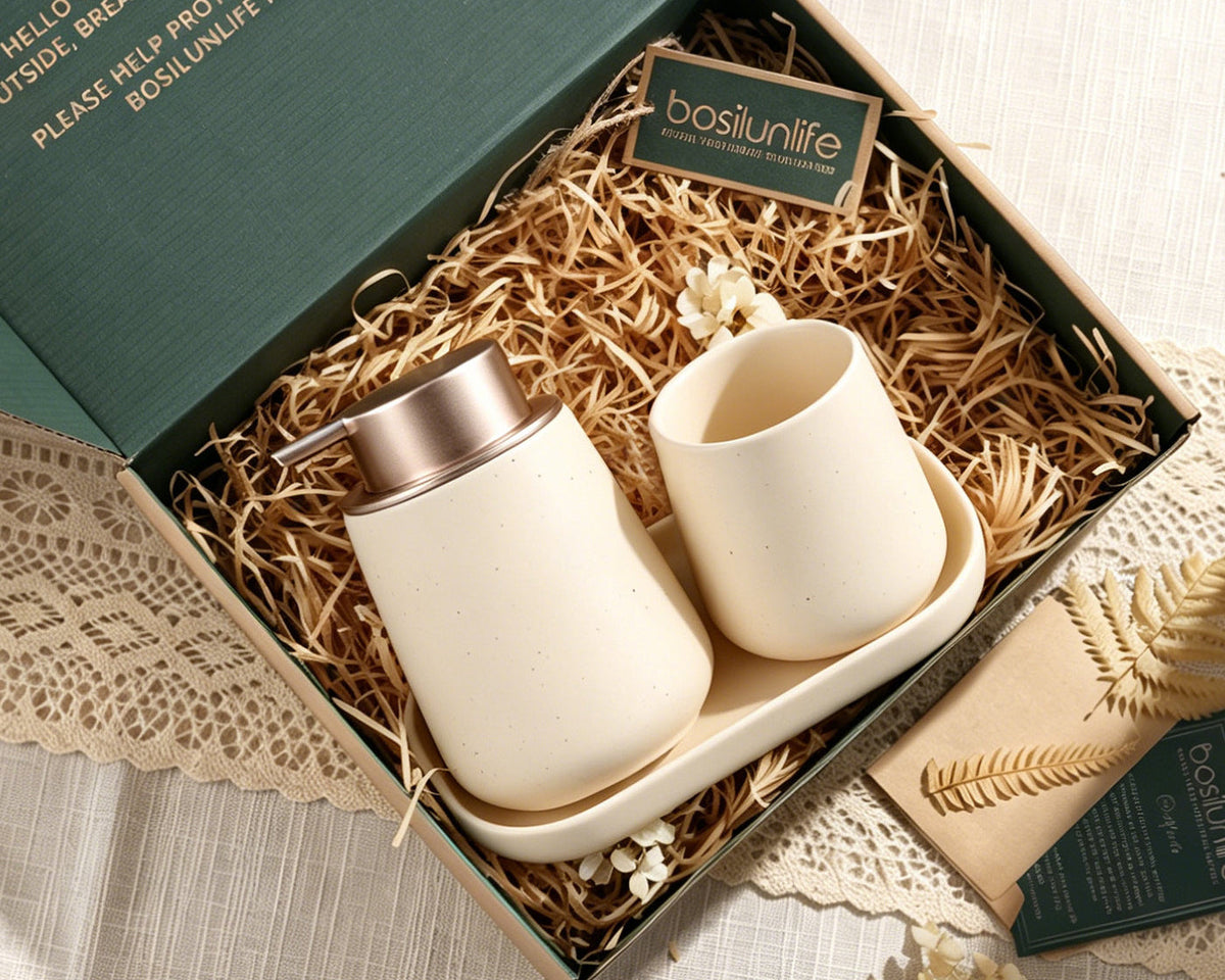 BosilunLife Modern Foaming Bathroom Set 3‑Piece Recycled Eco‑Clay