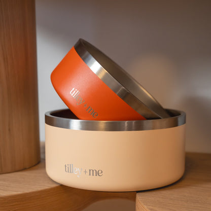 Tilley + Me Stainless Steel Pet Bowl – Non-Slip, Durable & Dishwasher Safe | 32oz and 64oz