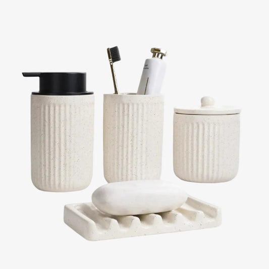 BosilunLife Pockmark 4-Piece Liquid Bathroom Set Recycled Ceramic Eco-Clay