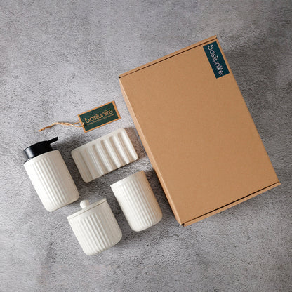 BosilunLife Pockmark Foaming Bathroom Set 4-Piece Recycled RebornClay™