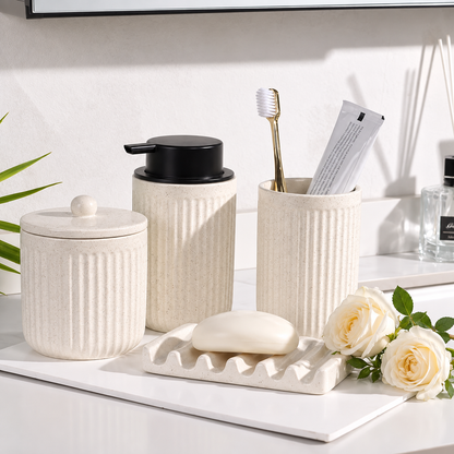 BosilunLife Pockmark Foaming Bathroom Set 4-Piece Recycled RebornClay™