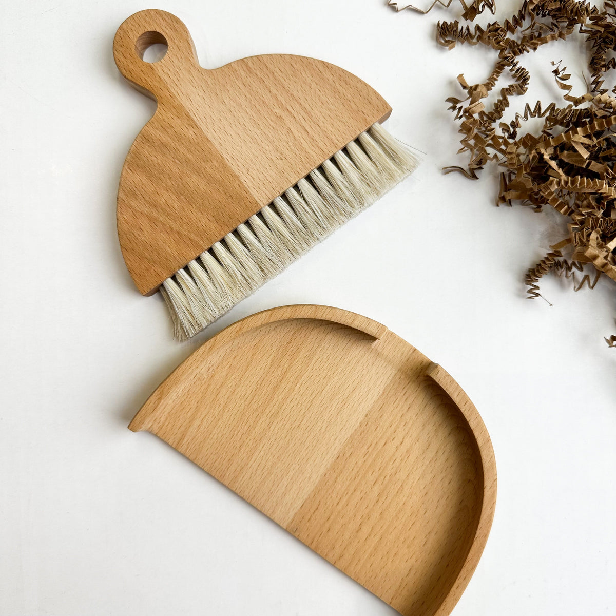 Mini Wooden Broom and Dustpan - Natural Bristles