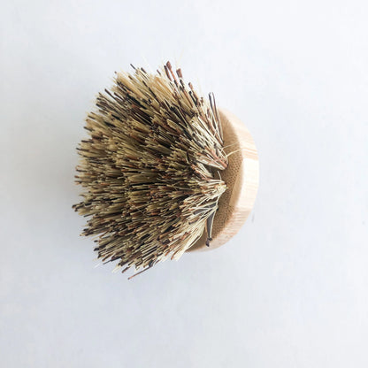 Natural Bamboo Sisal Dish Brush With Replaceable Head - Biodegradable Zero Waste Plastic Free Long Handle Kitchen Brush