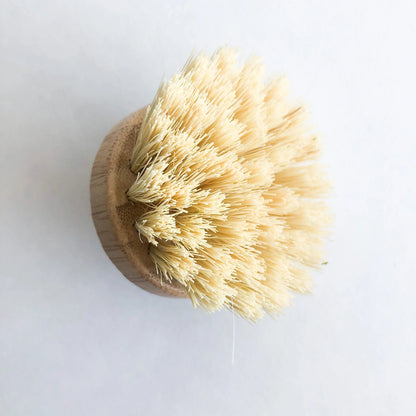 Natural Bamboo Sisal Dish Brush With Replaceable Head - Biodegradable Zero Waste Plastic Free Long Handle Kitchen Brush